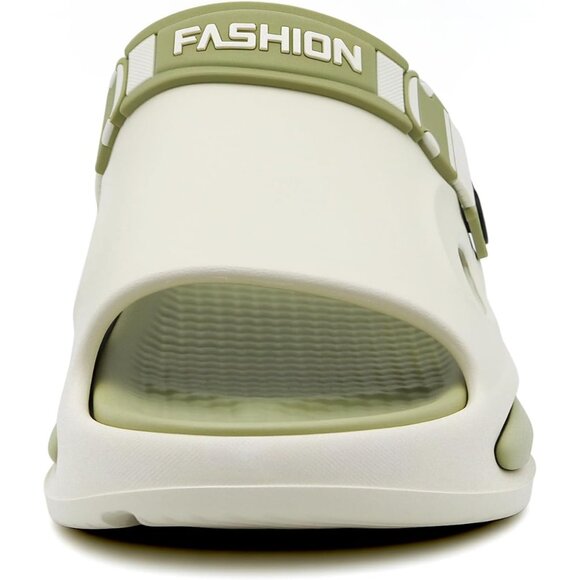 👑Men's Slippers Slide Sandals White Green Back Strap Open Toe Ultra Comfy Shoes - Picture 3 of 7